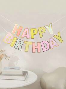 Macaron Theme Happy Birthday Photo Backdrop Banner Banner Birthday Decorations Happy Birthday Sign For Birthday Decor - Multicolor - View 2