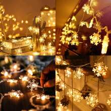 Christmas Lights Multicolor  Multi Colored Snowflake String Lights Battery Operated Colorful Fairy Light For Bedroom Party Home Xmas Decor Christmas Tree Decorations - Multicolor - View 2