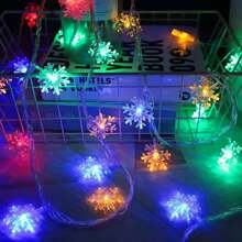 Christmas Lights Multicolor  Multi Colored Snowflake String Lights Battery Operated Colorful Fairy Light For Bedroom Party Home Xmas Decor Christmas Tree Decorations - Multicolor - View 5