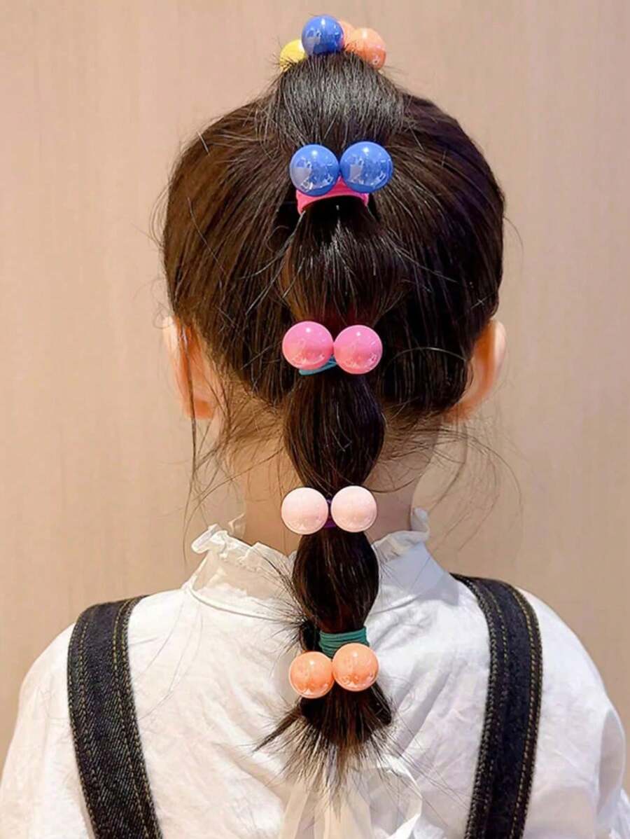 1/5/10/20/30/40/50pcs Mixed Colors Round Ball Hair Band High Elasticity