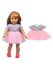 1pc Doll Clothes Set For 18-Inch American Dolls, Doll Princess Dress, Doll Tulle Skirt, Doll Floral Dress, Doll Sleeveless Dress, Fashion Doll Accessories Gift For Girls' Dolls' Birthday, Holiday, And Toys