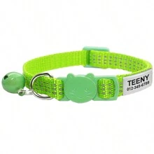 Personalized Solid Color Nylon Cat Collar - Adjustable Fitting With Quick-Release Buckle And Jingle Bell - Custom Pet ID Tag Pendant Accessory - Multicolor - View 12