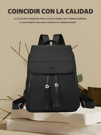 Mochila De Gran Capacidad Para Estudiantes Con Cubierta Abatible Y Correa Para El Hombro Para con cordón de solapa clásica, minimalista con gran capacidad para portátil, trabajo casual de negocios para mujeres, resistente al agua, adecuada para bolsa funcional de viaje universitaria para la escuela, capacidad grande, portátil, compartimento para portátil, para adolescentes, mujeres, estudiantes universitarios, hombres, colegio, escuela primaria, escuela media, escuela secundaria, trabajo, negocios, viajes, salida al aire libre.