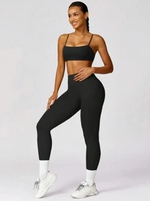 MASKERT 女士运动裤、瑜伽裤、休闲裤、健身裤、跑步裤、高弹力运动裤、舒适亲肤紧身裤 - 黑色 - 查看 6