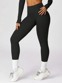 MASKERT 女士运动裤、瑜伽裤、休闲裤、健身裤、跑步裤、高弹力运动裤、舒适亲肤紧身裤 - 黑色 - 查看 5