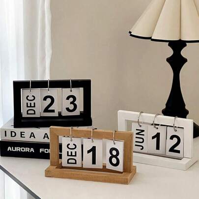1pc Modern Minimalist Wooden Flip Calendar, Hanging Type Perpetual Calendar, Desk Ornament, Festival Gift, Decorative Desktop Calendar For Bedroom Birthday Gifts Graduation