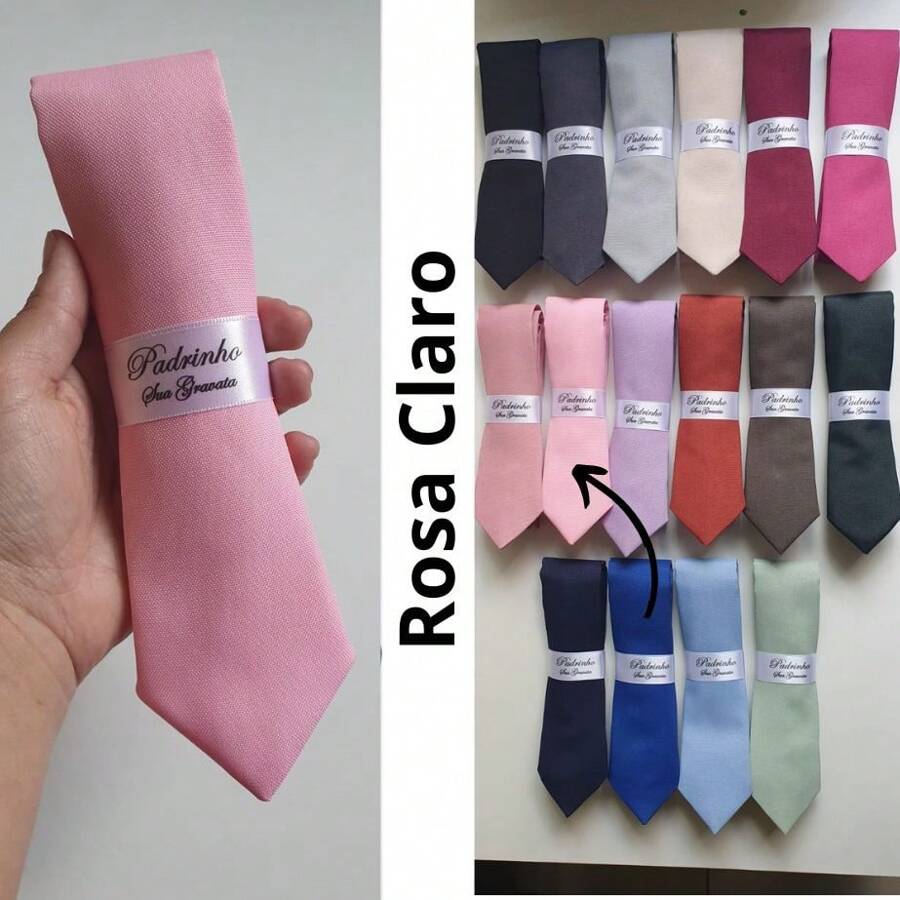 5 Semi Slim Groomsmen Ties - Colors - Baby Pink - View 1