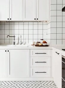 1 pezzo Maniglia per porte di armadi in lega di alluminio / Tiratore per cassetti di guardaroba, stile nordico moderno e semplice, dorato/nero