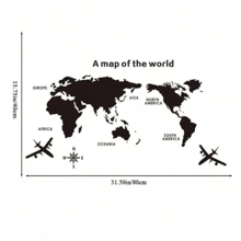 3D 墙贴 - DIY 世界地图墙贴壁画地图墙面装饰适用于客厅卧室电视背景家居装饰 - 黑色 - 查看 2