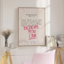 1入組無框勵志名言“相信你自己”帆布海報，防水牆藝術，適用於禮品、學生風格房間、粉紅色房間、臥室、浴室、餐廳、廚房、客廳、辦公室、咖啡廳、酒吧和家居及辦公室裝飾畫 - 彩色 - 查看 5