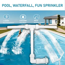 1pc Adjustable Dual Jet Swimming Pool Waterfall Fountain - Plastic Standalone Sprinkler For Swimming Pool Decor, Garden Decor,No Electricity/Battery Required - White - View 4