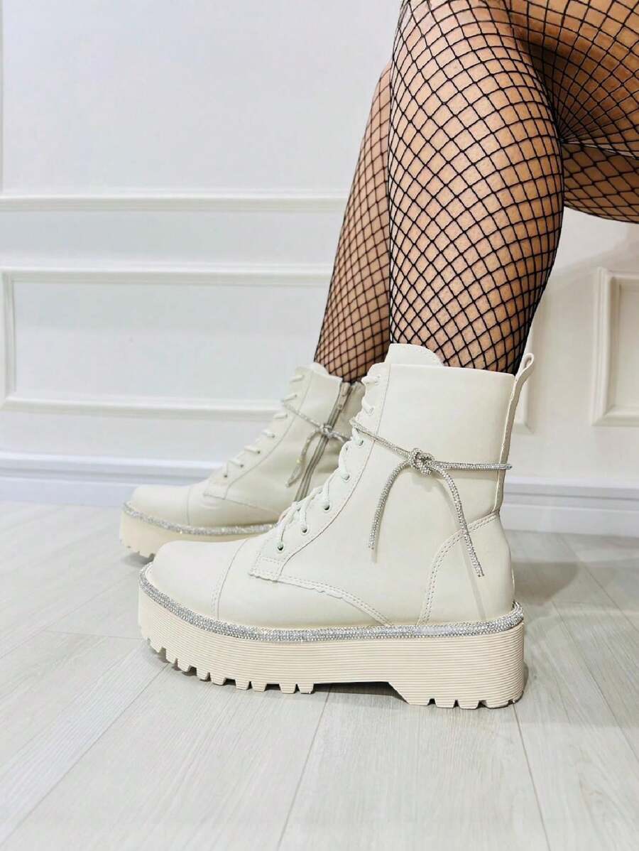 Women Fashion Boots - 香檳色 - 查看 1