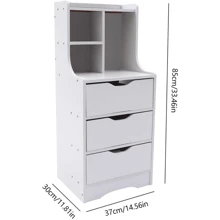 ZhdnBhnos LINSIE 3 Drawers Nightstand Tall Nightstand Side Stand Cabinet Night Stand Bedside Tables For Bedroom And Living Room Nightstand Storage(White) The Best Gift/Present For Family&Friends Happy Christmas - 白色 - 查看 2