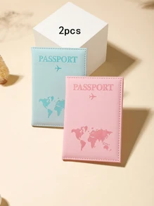 2 件式护照夹和钱包组合，PU 材质，便携时尚，适合男女，旅行和商务旅行旅行用品旅行组织者旅行物品旅行钱包护照夹护照钱包海滩度假包夏季