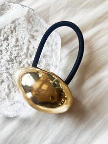 1pc Fashionable Retro Simple Metal Half-Circle Hair Rope Hair Accessory - Gold - View 5