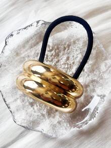 1pc Fashionable Retro Simple Metal Half-Circle Hair Rope Hair Accessory - Gold - View 4