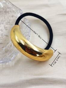 1pc Fashionable Retro Simple Metal Half-Circle Hair Rope Hair Accessory - Gold - View 8