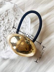 1pc Fashionable Retro Simple Metal Half-Circle Hair Rope Hair Accessory - Gold - View 9