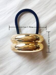 1pc Fashionable Retro Simple Metal Half-Circle Hair Rope Hair Accessory - Gold - View 7