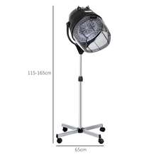 HOMCOM Casco Asciugacapelli Professionale Portatile con Ruote Girevoli, Altezza e Temperatura Regolabili Timer 60 Minuti, 65x65x115-165cm - nero - Visualizzare 6