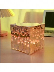 Luz Nocturna 21 Tulipanes  Cube, Kit de Material DIY Hecho a Mano, Luz Nocturna y Espejo Función Dos , Regalo Ideal para Novias, Parejas, Mejores Amigos, niños, 1 Pieza - Rosa - Ver 3