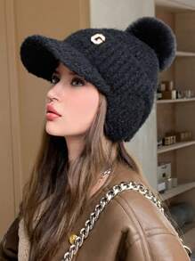 1pc Women's Winter Ear Warmer Plush Hat For Casual Outdoor Activities Like Cycling, Windproof, Thickened, Stylish And Versatile Baseball Cap With Fleece, Suitable For Daily Use - Multicolor - View 13