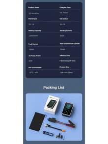 SUITU Máy bơm hơi ô tô 4 In1 được nâng cấp, Máy bơm khởi động khẩn cấp di động, Đèn LED, Máy bơm lốp & Bộ khởi động tăng áp sạc pin - màu đen - Xem 4