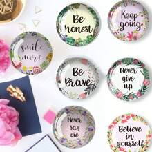 5入組隨機風格玻璃磁鐵，3.3cm水晶玻璃磁鐵附有啟發性詞語，家用辦公室裝飾用白板磁鐵，假日禮物 - 彩色 - 查看 3