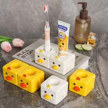 1款電動牙刷陶瓷架，帶牙膏架，浴室水槽收納架，鴨子造型牙刷組織架