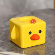 1款電動牙刷陶瓷架，帶牙膏架，浴室水槽收納架，鴨子造型牙刷組織架