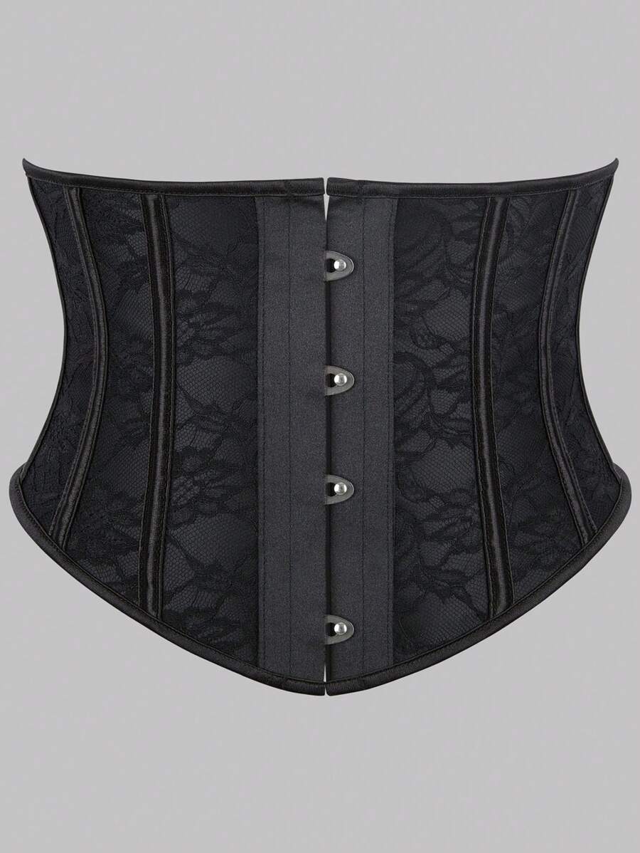 1 件装女式后背系带束腰带，带骨头，时尚外衣，适合万圣节穿着和塑身 - 黑色 - 查看 1