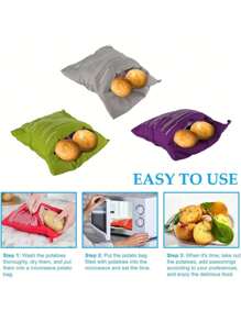 1入組微波爐馬鈴薯袋，環保可重複使用微波馬鈴薯烹飪袋，烤馬鈴薯袋，馬鈴薯手袋，快速、均勻加熱馬鈴薯，番茄和水果，耐用，廚房收納袋，烘焙工具，廚房小工具，廚房配件 - 彩色 - 查看 4