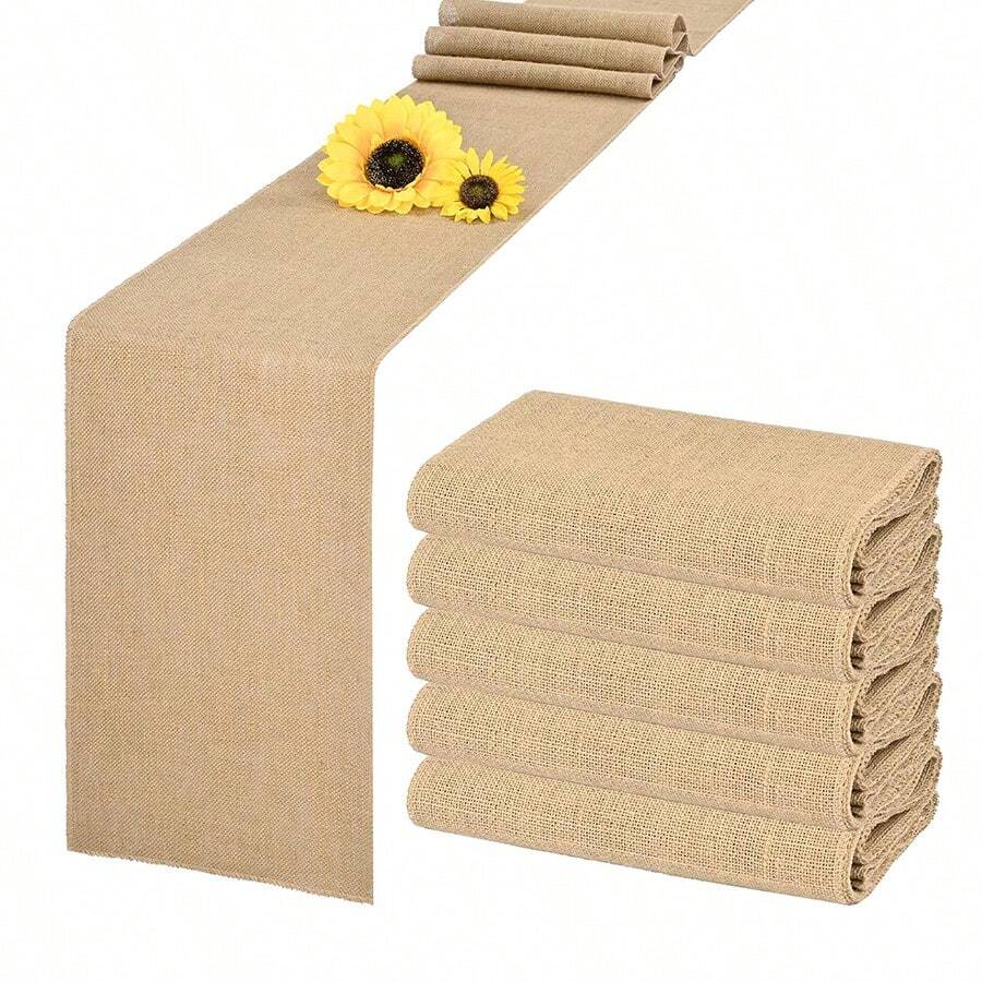 1/2/5 sztuk Opakowanie Jutowy bieżnik Retro i minimalistyczny obrus na ślub Naturalna juta Vintage Obrus rustykalny obrus na wesele Dekoracja stołu na przyjęcie Wystrój domu - Wielokolorowe - Zobacz 1