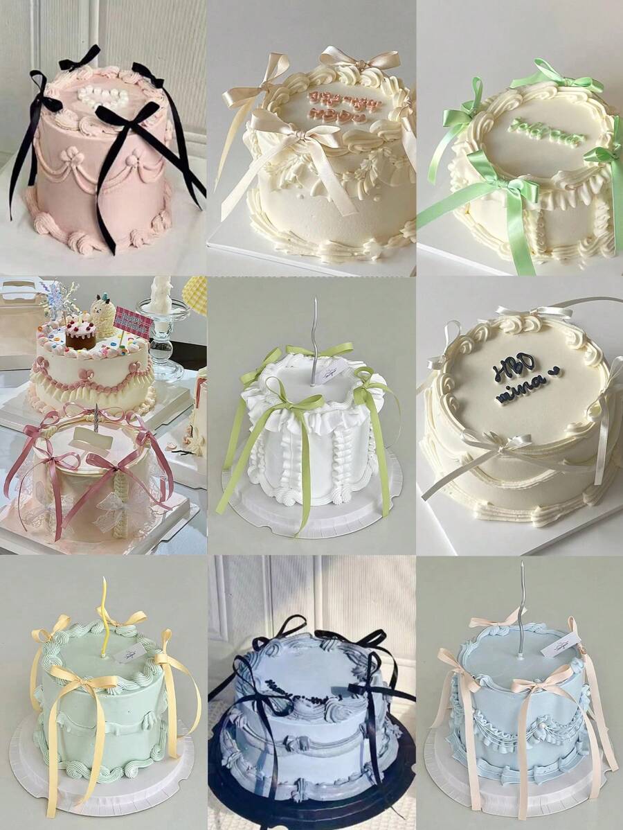 10 件黑色丝带蝴蝶结蛋糕装饰、丝绸蛋糕裙、毕业蛋糕装饰、生日派对桌面装饰、生日蛋糕装饰 Balletcore 生日蛋糕装饰黑色蝴蝶结丝带蛋糕装饰,适合生日派对、婚礼派对 - 彩色 - 查看 1