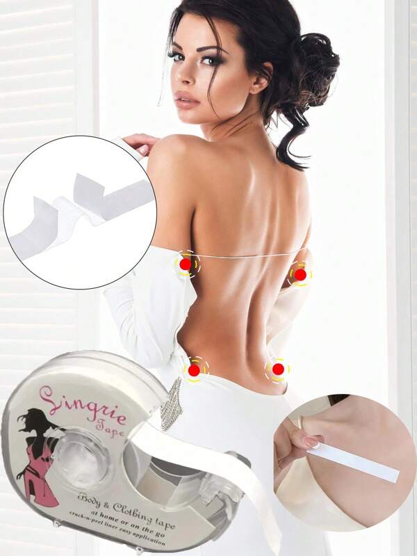 1 pieza Cinta adhesiva de doble cara de moda para ropa y Body, bufanda, belleza, apta para todo tipo de telas y pieles, cinta transparente de equipo de campamento