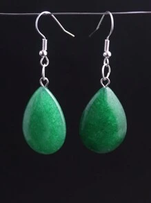 1對水滴天然石晶體和瑪瑙長掛墜耳環，粉色晶體冬靈能量女士多巴胺夏日度假手工珠寶 - 天然石 - 查看 20