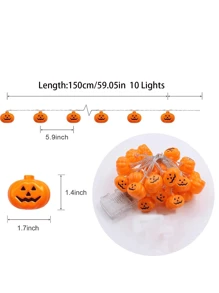 1入組萬聖節LED南瓜燈串燈-室內/戶外適用，電池供電，非常適合家庭、臥室生日派對、主題派對等等 - 切面南瓜 - 查看 2