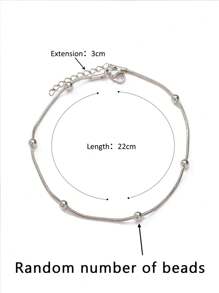 1pc Simple & Elegant European And American Style Gold Stainless Steel Snake Bead Chain Anklet Suitable For Daily Wear, Women
