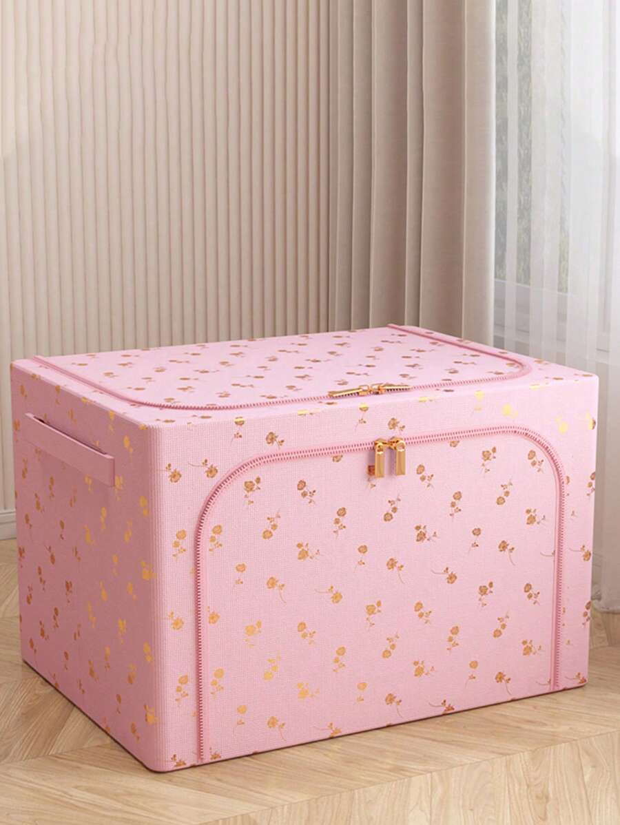 1 件可折叠花朵世界衣物收纳盒,大容量多功能收纳盒,适用于卧室衣柜、衣服、杂物,花卉印花花卉图案花卉袋,花卉印花花卉图案花卉袋,学校收纳袋,教师收纳袋,抽屉衣柜收纳袋,壁橱收纳袋,绗缝袋,床下收纳盒,隔断衣服垃圾袋,家用卧室衣物收纳盒,大容量整理和收纳收纳盒,收纳盒,收纳箱,宿舍,用于毯子床上用品,棉被,枕头玩具 - 粉色 - 查看 1