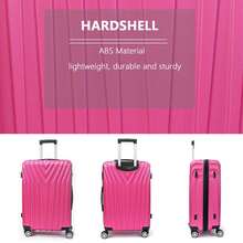 ABS Hard Shell 3-Piece Luggage Set(20/24/28)With 360°Rotating Wheel And TSA Lock Men And Women Ideal For Business Trips And Family Getaways - Hồng - Xem 6