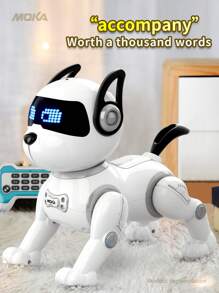 Remote Control Robot Cat Robot Dog For Kids, Interactive Robotic Dog Robotic Cat, Robo Dog Robo Cat, RC Robot With Touch Sensing, LED Eyes, Dance & Music - White - View 2