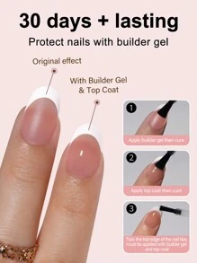 120 片/包法式软凝胶指甲贴片粉色裸色短扁平椭圆形假指甲用于延长指甲用品指甲 - 香檳色 - 查看 2