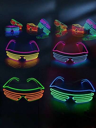 1 Pair Wireless LED Blinds Glasses With Battery, Fluorescent Glow Glasses For Stage Performance, Party, Nightclub Fashion Glasses For Women Shades For Ladies Eyeglasses Fall Winter Outfits Beach Accessories Vintage Y2k Basics Business Casual Gifts For Summer Beach Vacation,Outdoor,Travel