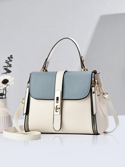 PLANEE 轻便商务翻盖方形包带顶部手柄，单肩包，时尚斜挎包，高端纯色方形包，经典百搭学生通勤包，适合办公室、商务工作和度假，有史以来最好的母亲节礼物