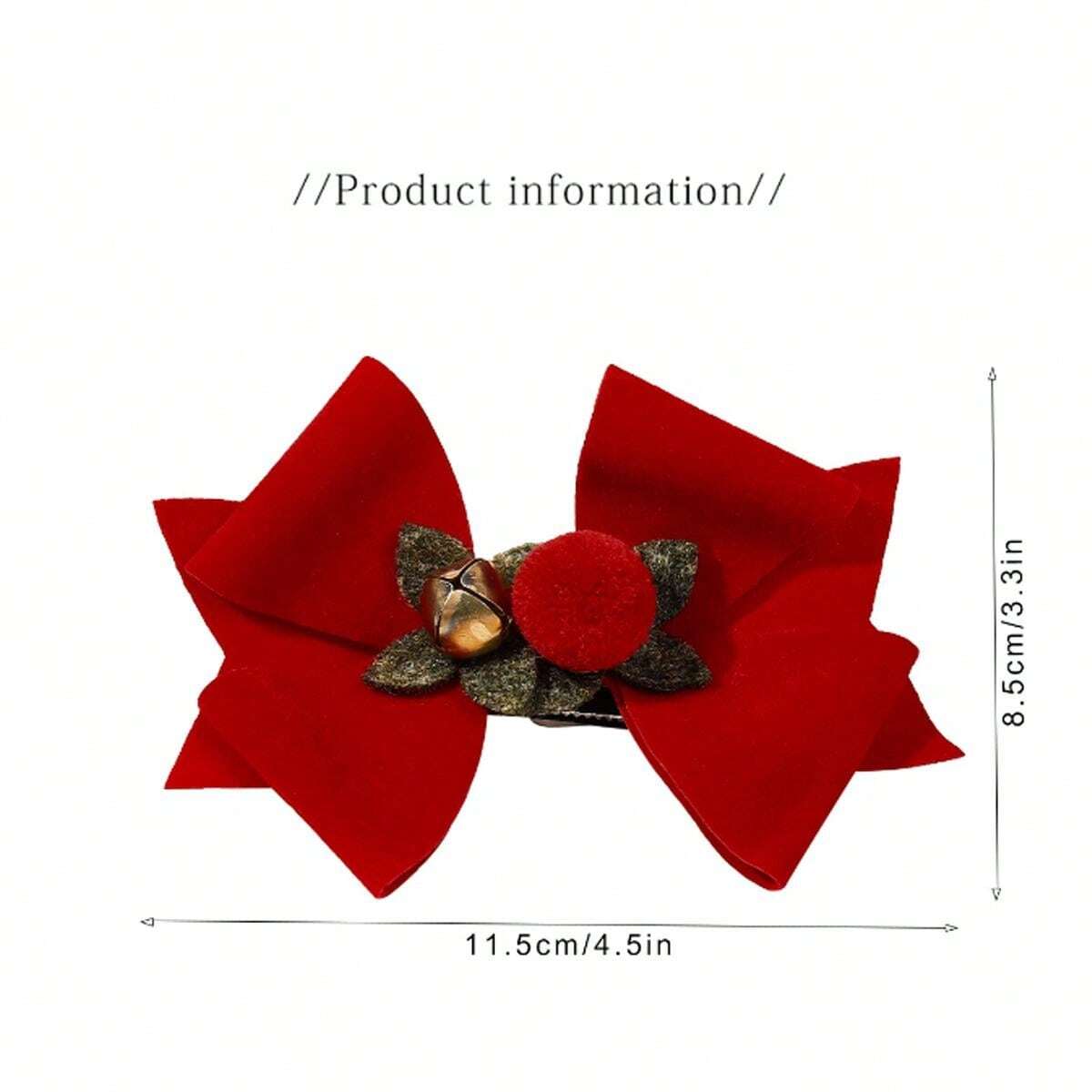 1PC Women Classical Red Christmas Bow Hair Clip With Bell Accessory For