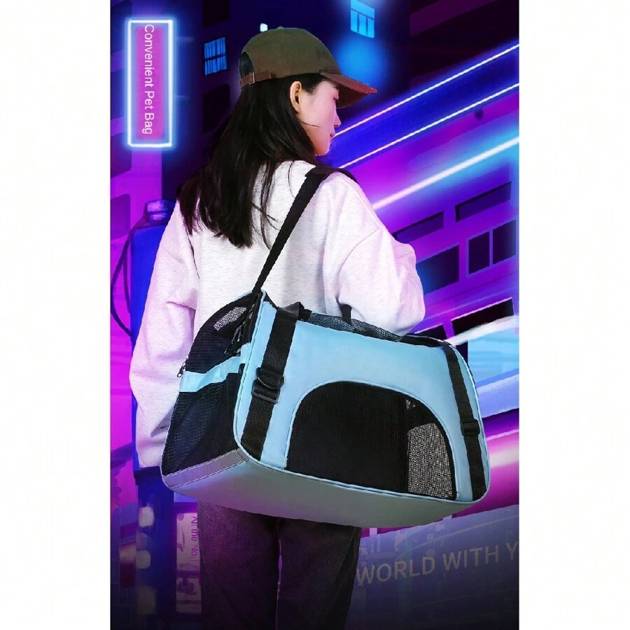 1pc Breathable And Foldable Pet Outdoor Carrier Bag Suitable For Small And Medium Cats And Dogs For Outdoor Travel