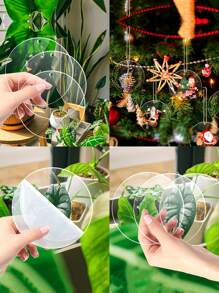 10 piezas de disco acrílico transparente con orificio, hoja redonda en blanco de acrílico para manualidades DIY de adornos de festival, Navidad