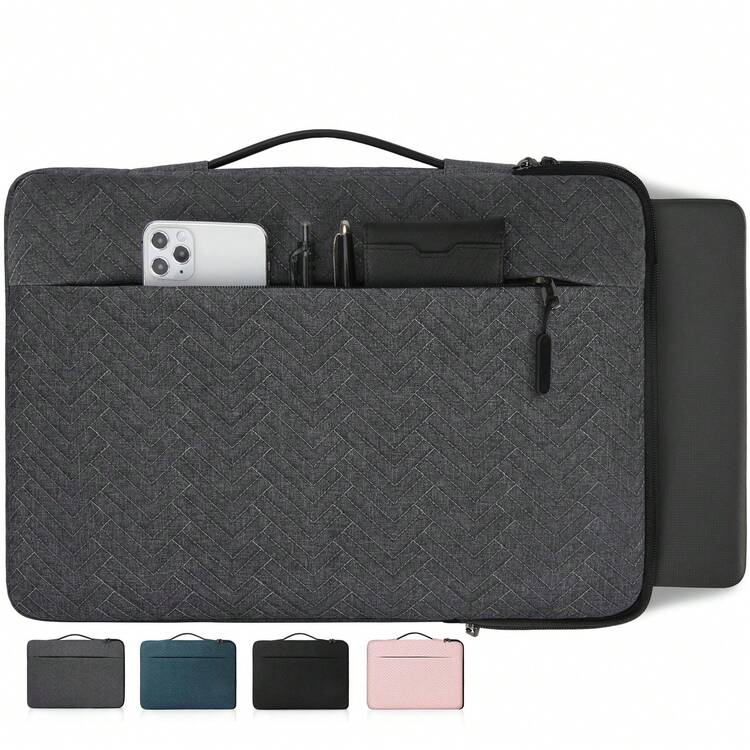 Funda para Laptop 13.3 15.6 Pulgadas,Portafolios para Laptop Hombre y Mujer Impermeable Maletin para Laptop Compatible con 13-15.6 Pulgadas Laptop - Gris - Añade 7