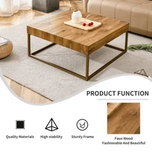 Modern Rectangular Coffee Table, Dining Table. MDF Desktop With Metal Legs. Suitable For Restaurants And Living Rooms. The Size :31.5"*31.5"*14.37".Fiah