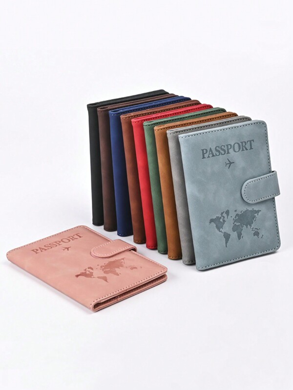 1pc Multi-Functional RFID Blocking Color Changing PU Leather Travel Passport Holder With Map Pattern, For Business Trip & Outdoor Travel Travel Stuff Travel Organiser Travel Items Travel Wallet Passport Holder Passport Wallet Beach Vacation Bag Summer